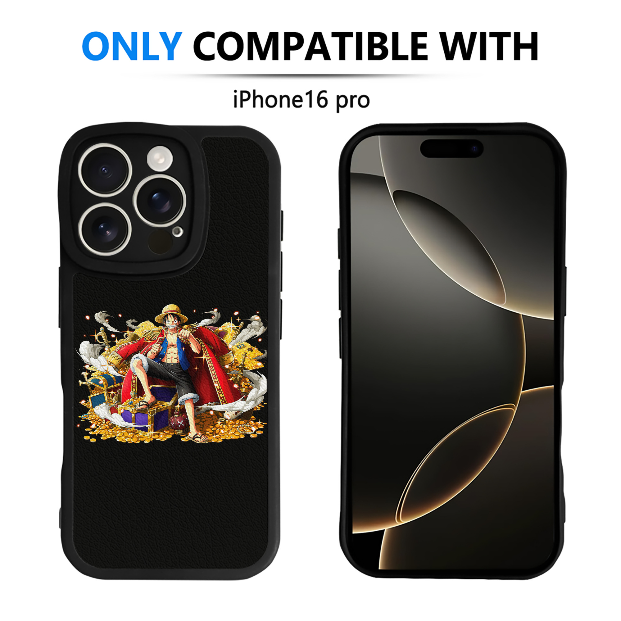 （画像用） ワンピース モンキー・D・ルフィ ONE PIECE Monkey D. Luffy 【iPhone 16シリーズ対応】シリコンスマホケース（レザー調） 材質：シリコン